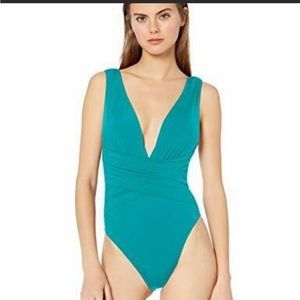 NWT Trina Turk faux wrap plunge one piece swimsuit